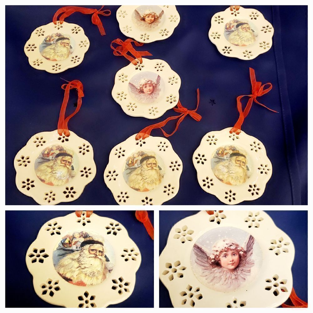 Vintage Angel & Santa Ornaments Lot of 7